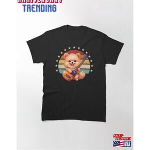 Dog With Guitar And Moon Puppies Nature Tshirt